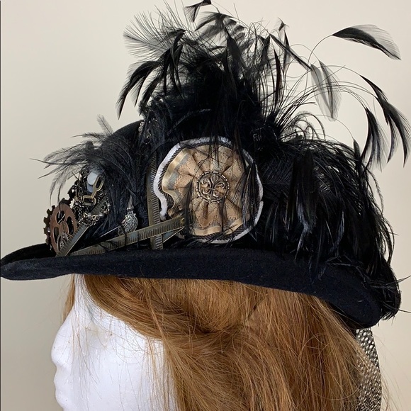 Unique steampunk designed wool Michael Howard hat - Picture 3 of 10